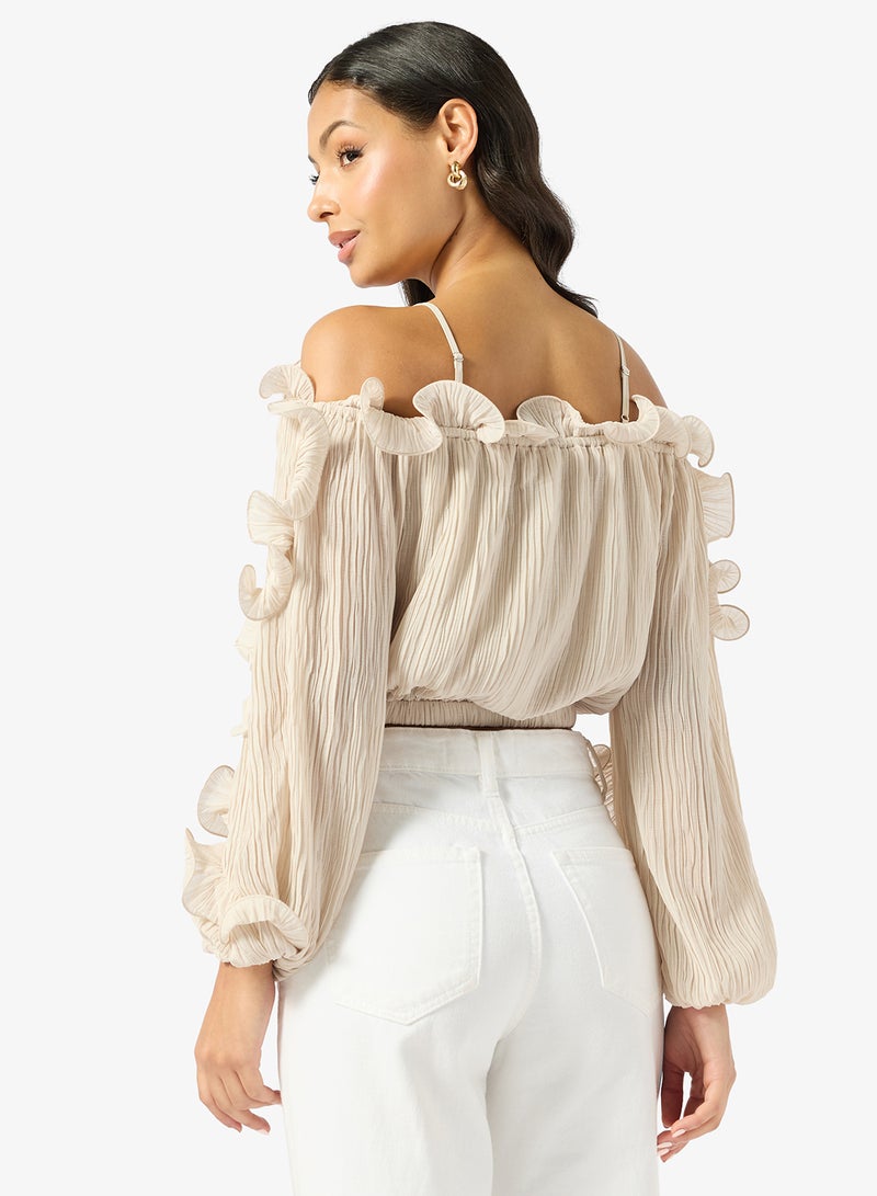 GUESS Gabriella Ruffle Long Sleeve Top - Image 2